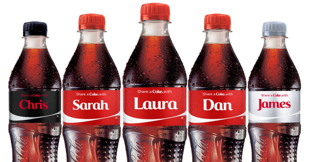 Coke bottle with personalized names