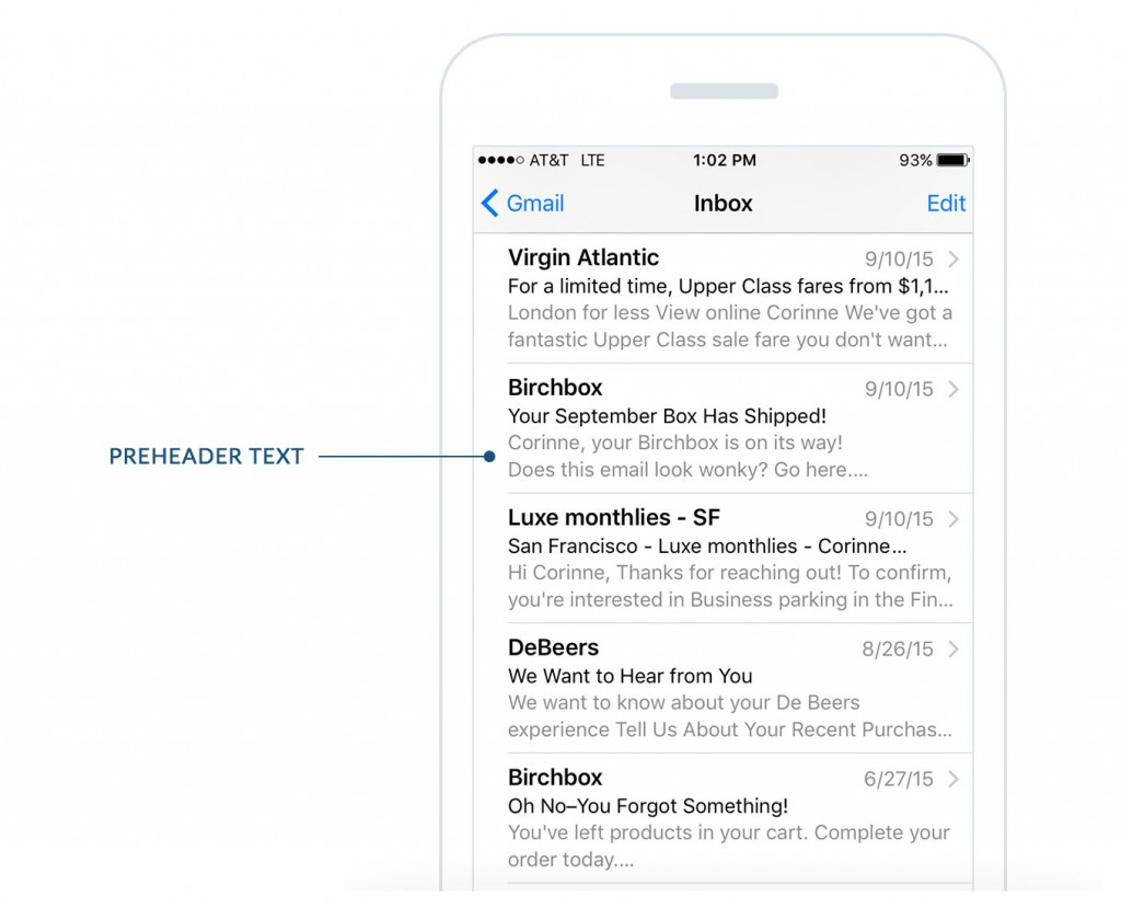 email preheader text on mobile device